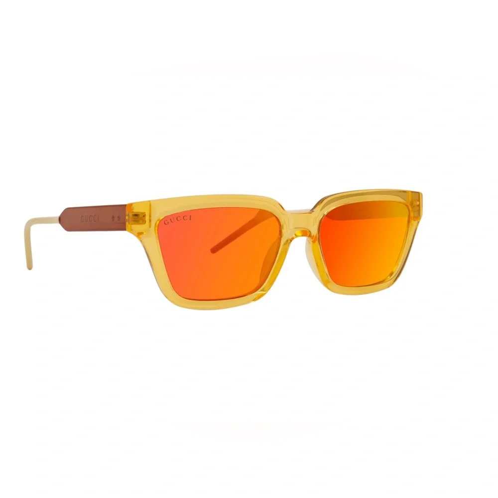 New  - Gucci - GG0975S Orange Crystal/Orange Rectangular Men Sunglasses - 55mm